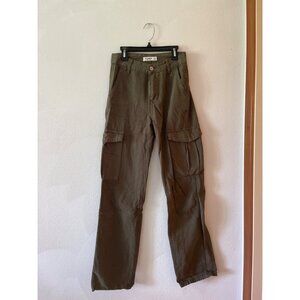 Pull&Bear High Waisted Women's Cargo Pants Olive Green Size US 2